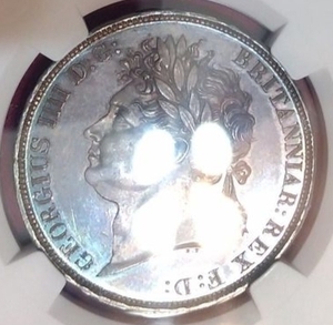 【動画有り】1822 イギリス ジョージ4世 クラウン銀貨 ブルートーン NGC PF6３+ 英国 古銭 アンティークコイン