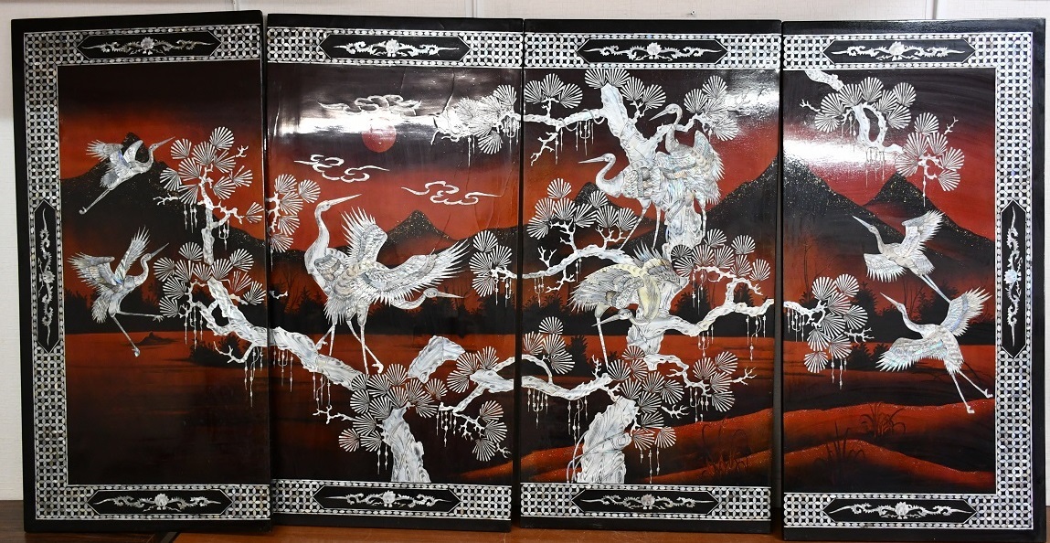 2極タイプ 【希少】螺鈿細工 壁掛け オブジェ インテリア 螺鈿 工芸品