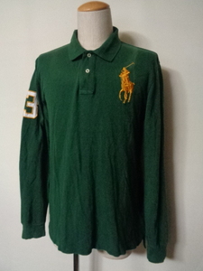 POLO by Ralph Lauren ( Polo Ralph Lauren ) sleeve 3 number ring entering deer. . polo-shirt with long sleeves green XL [18-20]