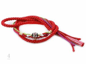 ◆正絹 振袖用◆転写玉 パールビーズ 手組 帯締め 金糸使用 hs-339 (4)【成人式 結婚式】