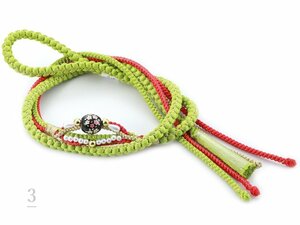 ◆正絹 振袖用◆転写玉 パールビーズ 手組 帯締め 金糸使用 hs-339 (3)【成人式 結婚式】