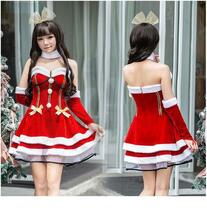 クリスマスコスプレ衣装　サンタさんコスプレ　可愛いワンピース　パーティ衣装セット_画像1