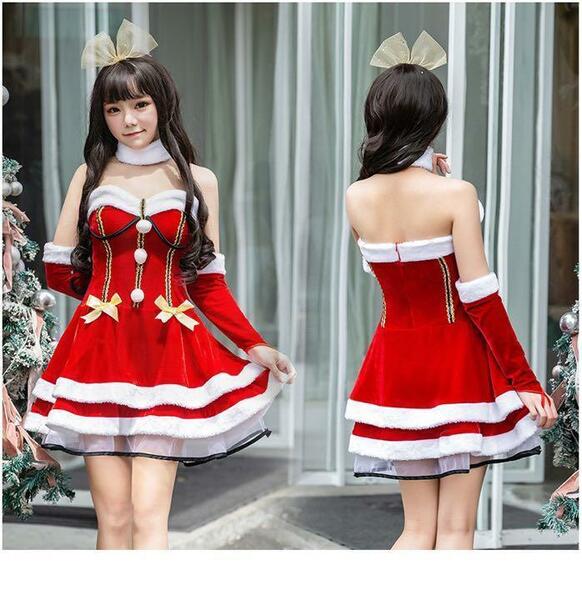 クリスマスコスプレ衣装　サンタさんコスプレ　可愛いワンピース　パーティ衣装セット