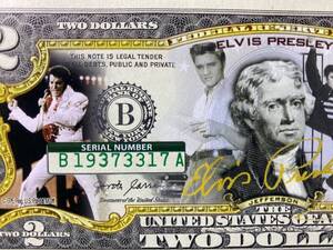 エルビスプレスリー 2ドル札 アメリカ $2 Elvis Presley ロック The King 1960年代 メンフィス テネシー州 小泉元首相　印刷サイン入り