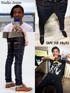 正規 Nudie Jeans TAPE TED 16DIPS cotton99% ELASTANE1% ヌーディージーンズ ノンウォッシュ テープテッド ストレッチ リジットデニム★