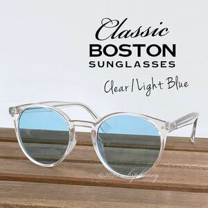  outlet Classic Boston clear frame light blue lens sunglasses 