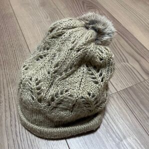 2ウェイ マフラー ニット帽 ベージュ