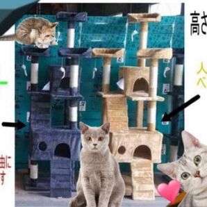 キャットタワー ベージュ 猫 Cat Tower ワイドサイズ 高さ170cm