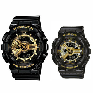 [ новый товар не использовался ]G-SHOCK & BABY-G* чёрный золотой пара * пара с футляром *GA-110GB-1AJF BA-110X-1AJF* внутренний стандартный товар * с биркой * доставка тоже дешевая 