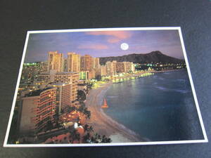 オールドハワイ■ダイヤモンドヘッド■大きな満月■The Moon rising over Diamond Head■回転木馬■メリーゴーランド■1988年■絵葉書