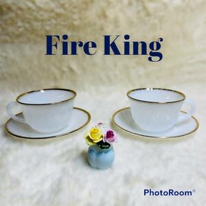 Fire King Fire King Gold rim shell cup & saucer 2 collection american Vintage 