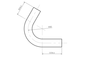 新品 φ45 R80 80° ベンド曲げパイプ 厚み1.6mm 自作 マフラー 製作