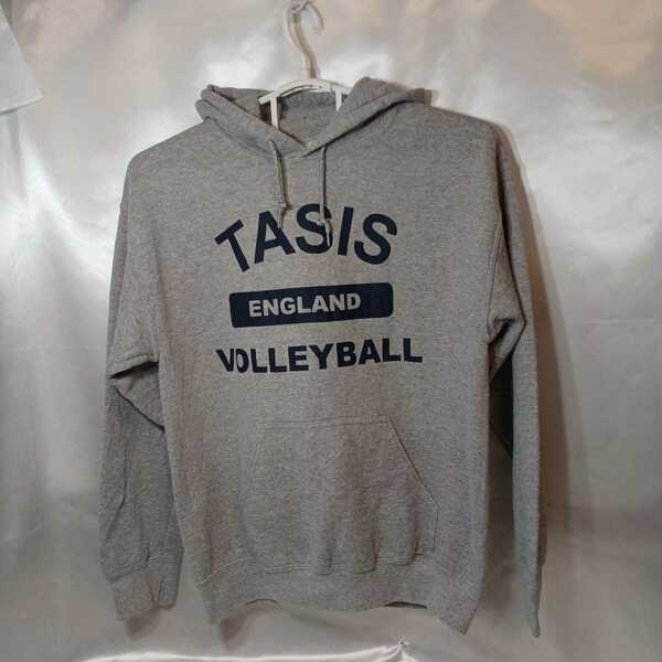 zcl-f14♪USユーズド■TASIS ENGLAND VOLLEYBALLイングランTASISドバレーボールクラブパーカー グレー系 【サイズM-L】