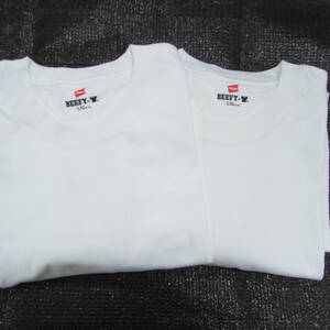 87-00211 【アウトレット品】 Hanes ヘインズ 半袖 メンズ クルーネック Tシャツ Lサイズ 2枚組 ホワイト