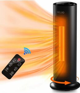 MELLRO ヒーター セラミックヒーター 自動首振り 電気ストーブ リモコン付き タイマー機能 1200W 1秒速暖