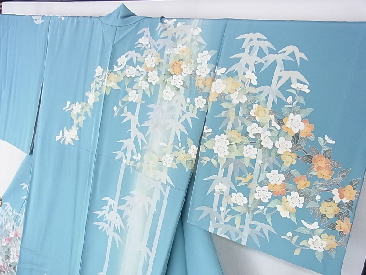 花美人着物 訪問着 友禅 作家物 笹竹 草花文 暈し染め 逸品 ps2531