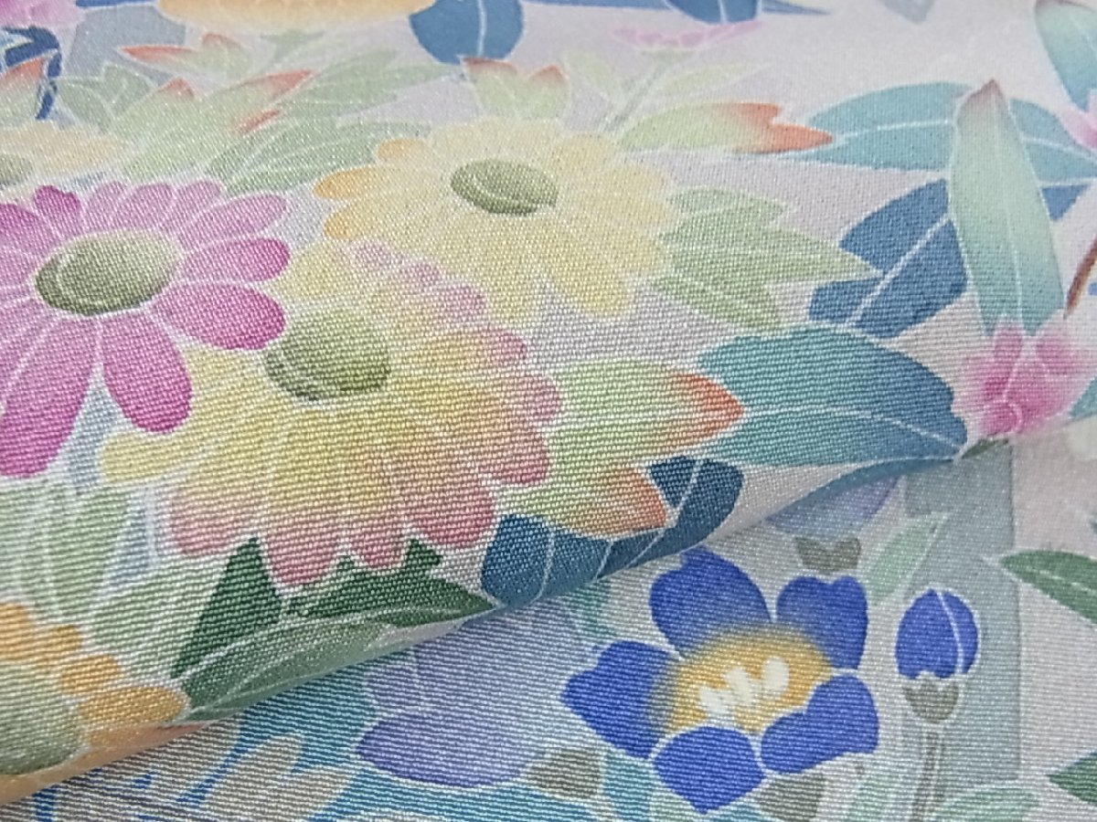 花美人着物 訪問着 友禅 作家物 笹竹 草花文 暈し染め 逸品 ps2531