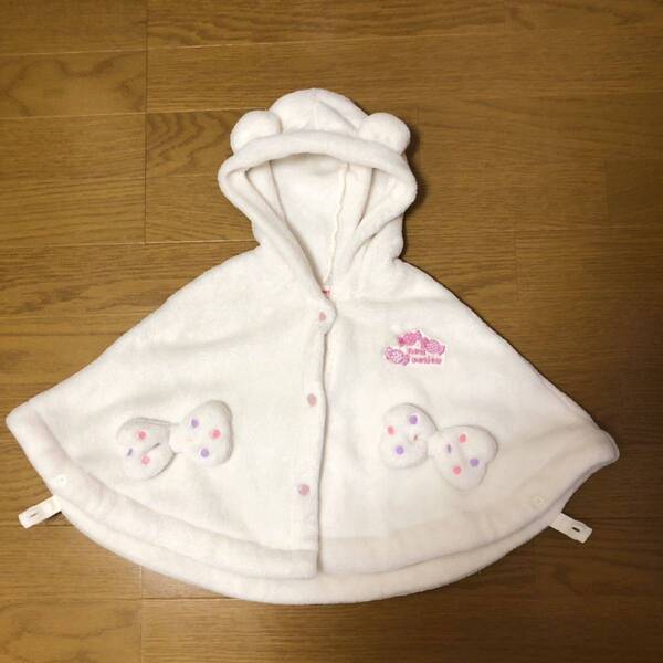美品 nou petit リボン キャンディ 耳付き ボア ケープ ポンチョ 新生児から着用可能