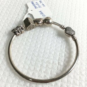 PANDORA bread gong bangle 26.3g SSILVER925 sterling HOME SWEET HOME ALE charm enough IW212BJ04PNDR