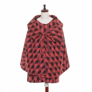 *461757 прекрасный товар Showa Retro 2WAY старый mama coat ... пальто .... геометрический рисунок шерсть .