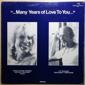 Avant-garde Jazz◆USオリジ◆Hawley Adams Currens / J.P. Richards - Many Years Of Love To You..◆マイナーレーベル◆超音波洗浄