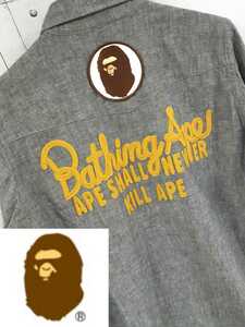 SALE! selling out!A BATHING APE embroidery badge western shirt Ape shirt 