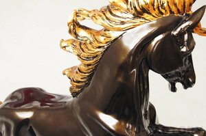 Art hand Auction [Ready for immediate delivery!] ★Feng Shui/lucky charm, recommended for interior decoration/total height 1030mm♪ Symbol of leaping forward, prancing horse/dark brown, Artwork, Sculpture, object, Western sculpture