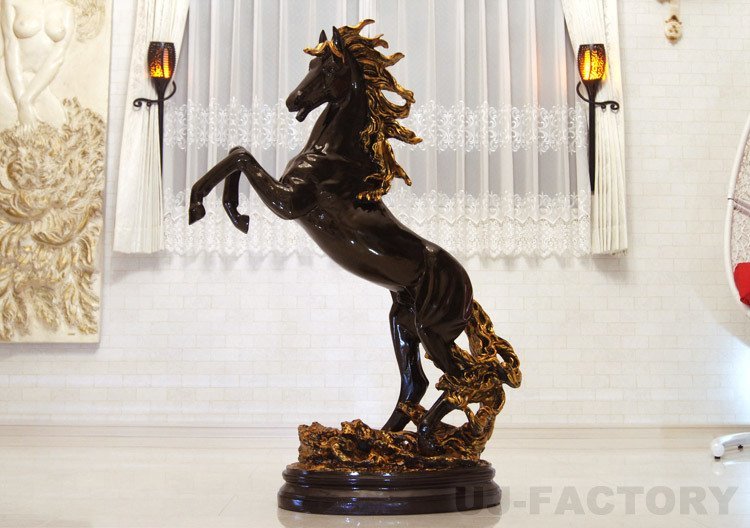 [Ready to ship!]★Feng Shui/Lucky Charm Recommended for interior decoration/Total height 1030mm♪ Symbol of leap forward Prancing horse/Dark brown, artwork, sculpture, object, western sculpture