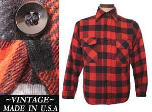 60s ビンテージ USAアメリカ製 マチ付 バッファロー赤黒check ネルシャツ VINTAGE マッコイズ BIG MAC ウエアハウス RL ガーメンツ model