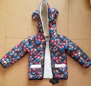  woman . ear attaching jumper 110. light brown group floral print warm outer garment / storage goods 