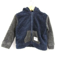 シップス キッズ ボアフリースジャケット ジップアップ ふわモコ アウター 男の子用 90サイズ 紺グレー ベビー 子供服 SHIPS KIDS_画像1