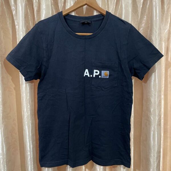 アーペーセー × カーハートTシャツ コラボ S ブラック A.P.C.× Carhartt ポケットTシャツ