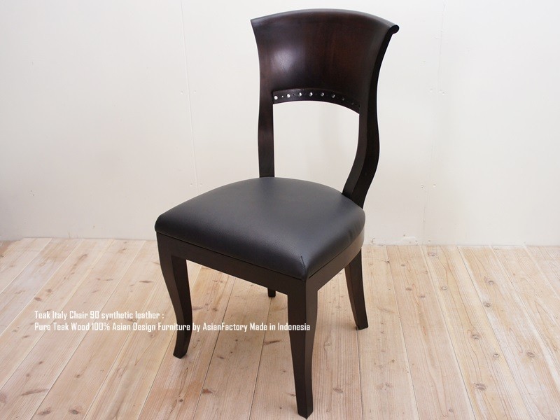 实心柚木意大利椅子合成皮革餐椅亚洲家具椅子高背椅木椅成品巴厘岛家具免运费, 手工作品, 家具, 椅子, 椅子, 椅子