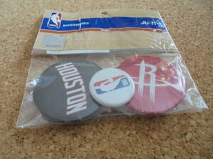 HOU ★NBA缶バッチ ★HOU【★ヒューストン・ロケッツ】★HOUSTON ★3個セット ★500円税の品 ★バスケ ★NBA ★コレクション ★BADGE