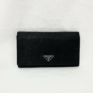 1円スタート! PRADA プラダ　財布　長財布　ウォレット　ナイロン　三角ロゴ　ブラック　黒　二つ折り　1209