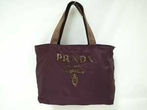 1円スタート! PRADA プラダ ハンドバッグ ロゴ ビーズ パープル バッグ 828