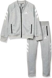 [KCM]Z-adi-73-2s-130* exhibition goods *[adidas/ Adidas ] Junior jersey top and bottom set FYK80-ED6216 gray / white size 130