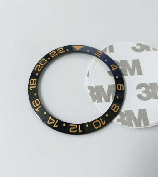 腕時計 修理交換用 社外部品 セラミック ベゼル インサート ブラック×ゴールド(オレンジ) 【対応】ロレックス GMTマスター 116710 Rolex