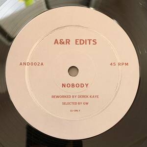 A&R Edits - AND002/Derek Kaye/Nobody/Music Up/RUFUS & CHAKA KHAN/AIN'T NOBODYロングエディット(検)Theo Parrish/スローモーディスコ