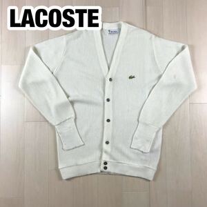 IZOD LACOSTE アイゾッドラコステ アクリル ニットカーディガン S ホワイト ビッグシルエット USA製 ワニ あいみょん