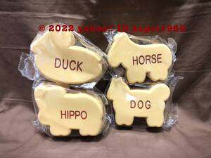 即決 新品 未開封 【4種】 たべっ子どうぶつ ビスケット シリコンポーチ 犬 馬 アヒル カバ DOG HIPPO DUCK HORSE