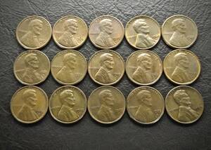 美品 1セントコイン リンカーン　記念堂 15枚セット 送料無料です。　（15389） USA 貨幣 硬貨 ペニー アメリカ