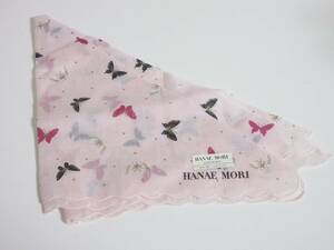 未使用品 HANAE MORI ハナエモリ ハンカチ 蝶 ピンク　irmri yg2563