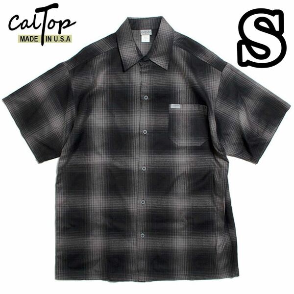 新品 CALTOP キャルトップ 半袖チェックシャツ ブラックチャコール S