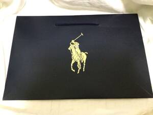 POLO ポロ RALPH LAUREN ラルフローレン ショップ 買い物 紙袋 ネイビー 約40.5×27×15㎝ 送350