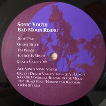 LP SONIC YOUTH/BAD MOON RISING[UKオリジナル:初年度'85年PRESS:インサート:元々の紙スリーヴ付き:LYDIA LUNCH参加/DEATH VALLEY69収録!!]_画像6