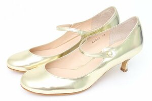 k Cody maru strap pumps round tu made in Japan mode eja Como shoes shoes lady's 38 size Gold Cucco di Maru