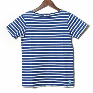 オーシバル 半袖Ｔシャツ ボーダー ラウンドネック トップス コットン100% レディース 1サイズ ブルー ORCIVAL