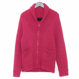 JUNHASHIMOTO FULL ZIP SHAWL COLLAR CARDIGAN 3 ピンク KNT-023 WOL14 ジュンハシモト フルジップショールカラーカーディガン ニット