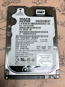 Western Digital 2.5&#34; SATA HDD 320GB WD3200BEKT-60PVMT0 7200rpm/SATA 厚9.5mm 動作品